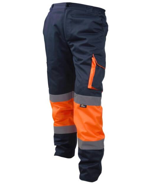 Spodnie robocze ostrzegawcze kontrastowe pomarańczowo-granatowe VIZWELL VWTC17ON/S