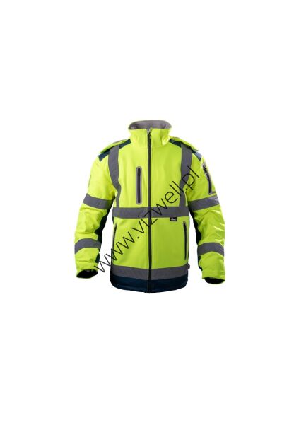 Kurtka SOFTSHELL ostrzegawcza, VIZWELL VWJK177YN/XL