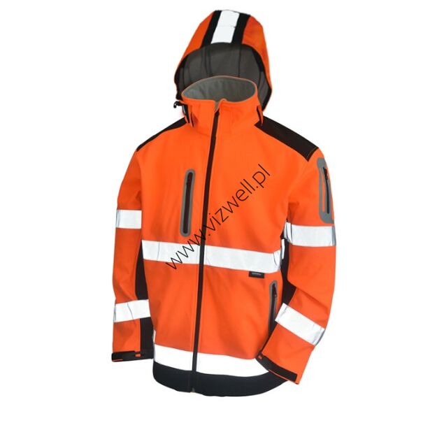 Kurtka SOFTSHELL ostrzegawcza, VIZWELL VWJK177ON/XXL