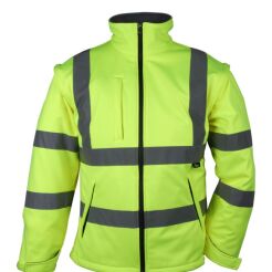 Kurtka SOFTSHELL ostrzegawcza VIZWELL VWJK176Y/L z odpinanym rękawem